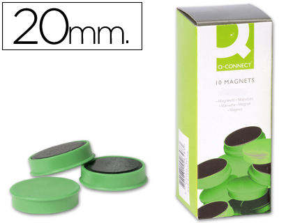 10 imanes Q-Connect para pizarra ø20mm. verde